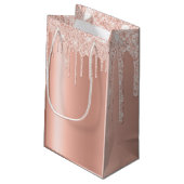 Mousserende Blush Pink Gold Glitter Monogrammen Klein Cadeauzakje (Achterkant Gekanteld)