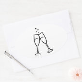 Mousserende Champagne glazen Ovale Sticker (Envelop)