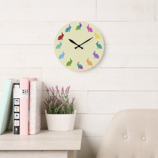 Mousserende colorful Bunny Rabbit Wall klok (Leeskamer)