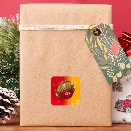 mousserende Disco Ball Vierkante Sticker