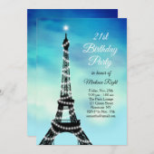 Mousserende Eiffeltoren 21e verjaardag turquoise Kaart (Voorkant / Achterkant)