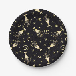 Mousserende feestdagen, goud en zwarte kasten papieren bordje