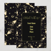 Mousserende feestdagen - Libations in Gold & Black Kaart (Voorkant / Achterkant)