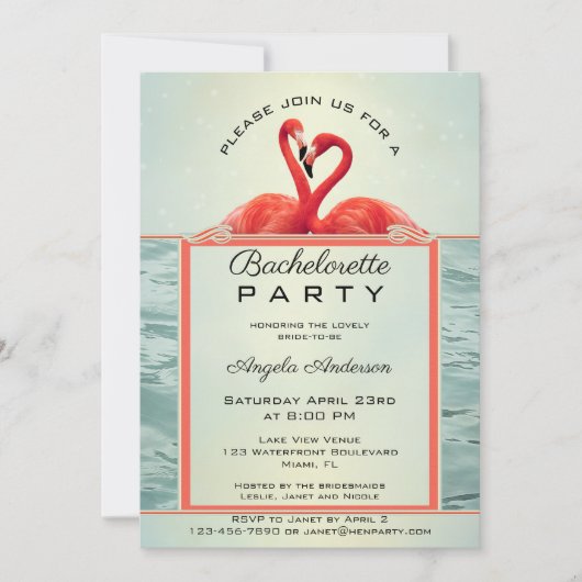 Mousserende Flamingo Bachelorette Party Invitation Kaart (Voorkant)