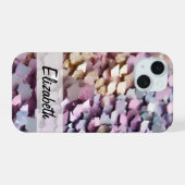 Mousserende Girly Pastel Glitter iPhone 15 Hoesje (Achterkant horizontaal)