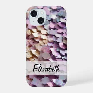 Mousserende Girly Pastel Glitter iPhone 15 Hoesje
