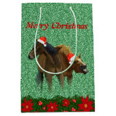 Mousserende glitterpaarden met Kerstmis met kerstm Medium Cadeauzakje (Voorkant)