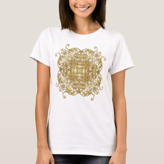 Mousserende goudglitterbloem t-shirt (Voorkant)