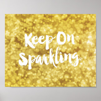 Mousserende goudmest Glitter Bokeh Quote Poster