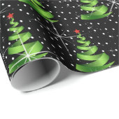 Mousserende groene lint kerstbomen cadeaupapier (Rol Hoek)