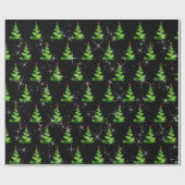 Mousserende groene lint kerstbomen cadeaupapier (Vlak)