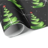 Mousserende groene lint kerstbomen cadeaupapier (Rol Hoek)