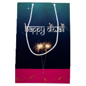 Mousserende Happy Diwali - Middelgrote Gift Bag Medium Cadeauzakje (Achterkant)