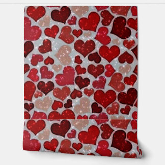 mousserende harten, rood behang