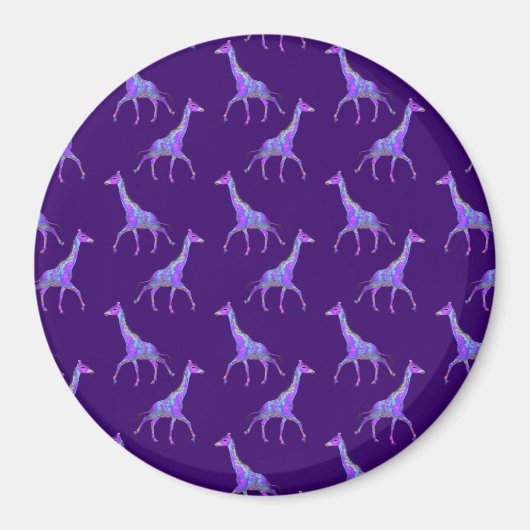 Mousserende Hippie Style Paarse Giraffe Magneet (Voorkant)