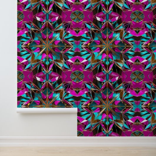 Mousserende Kaleidoscope Disco Peel en Stick Behang (Applicatie)