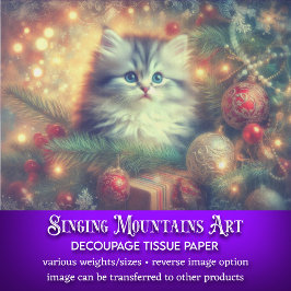Mousserende kerstboom Sweet Kitten Decoupage Tissuepapier