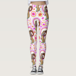 Mousserende konijn in Sinaasappel en roze Leggings