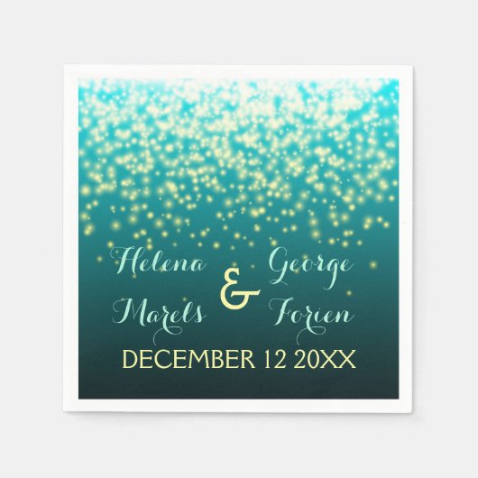 Mousserende lichten in de lucht blauwgroen, aqua b servetten (Voorkant)