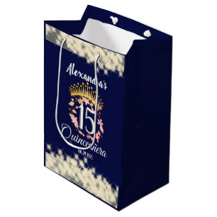 Mousserende Marine Blauw Spaans Quinceanera Medium Cadeauzakje