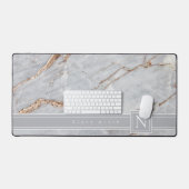 Mousserende Marmeren Monogram Warm Grijs Koper ID6 Bureaumat (Keyboard & Muis)