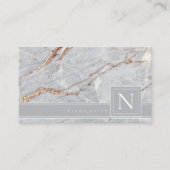 Mousserende Marmeren Monogram Warm Grijs Koper ID6 Visitekaartje (Voorkant)