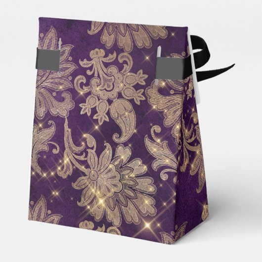 Mousserende Paarse en goudhoudende Damask Bedankdoosjes (Achterkant)