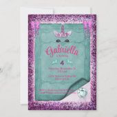 Mousserende Paarse Unicorn Birthday Uitnodiging (Voorkant)
