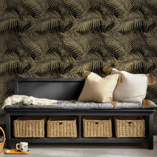 Mousserende palmbladeren Pattern Gold ID831 Behang