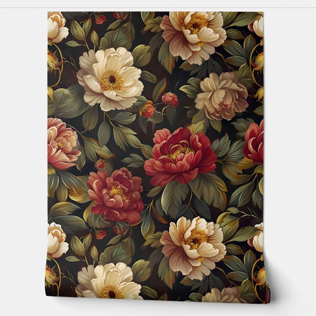 Mousserende pioenroos Noel Behang (Afrollen)