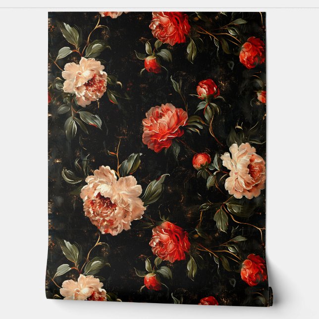 Mousserende pioenroos Noel Botanical Behang (Afrollen)