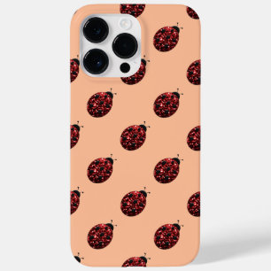 Mousserende rode sparkles Ladybug patroon perzik Case-Mate iPhone 14 Pro Max Hoesje