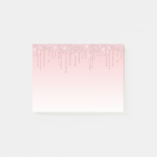 Mousserende roze druppelaar na het uitzetten post-it® notes (Voorkant)