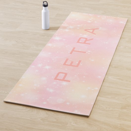 Mousserende roze en perzikachtergrond yogamat (In situ)