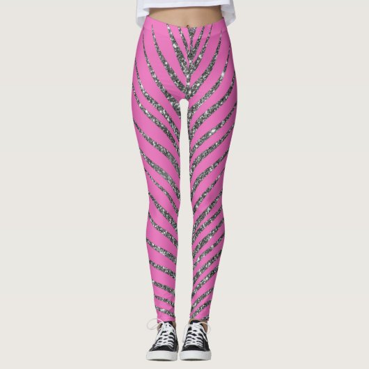 Mousserende roze glitter leggings (Voorkant)
