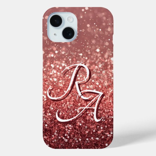 Mousserende Roze Glitter met Aangepaste Initialen Case-Mate iPhone Case (Achterkant)