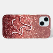 Mousserende Roze Glitter met Aangepaste Initialen Case-Mate iPhone Case (Achterkant (horizontaal))