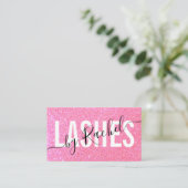 mousserende roze glitter Typografie Lashes Visitekaartje (Staand voorkant)