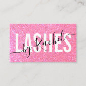 mousserende roze glitter Typografie Lashes Visitekaartje (Voorkant)