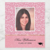 Mousserende Roze Glitter Witte Sparks-Afstuderen Wijn Etiket (Enkel label)