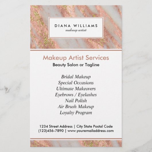 Mousserende roze marmer Abstract Makeup Flyer (Voorkant)