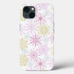 Mousserende roze snowflakes iPhone 13 hoesje