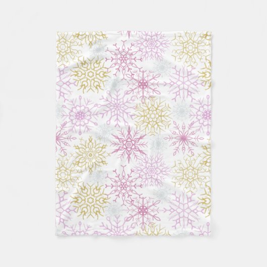 Mousserende roze snowflakes fleece deken (Voorkant)