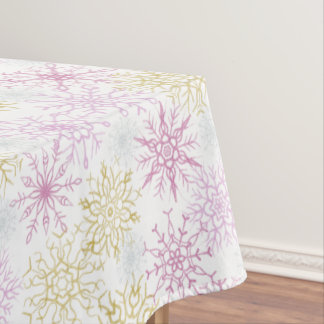 Mousserende roze snowflakes tafelkleed