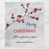 Mousserende Sneeuw Rode bessen Kerstmis Wijn Label Wijn Etiket (Enkel label)