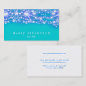 Mousserende sterren Blue en Turquoise Festive Visitekaartje (Voorkant / Achterkant)