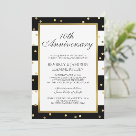 mousserende strepen | 10e Jubileum-bruiloft Kaart (Staand voorkant)