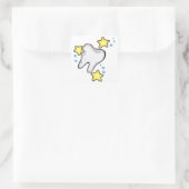 mousserende tand vierkante sticker (Tas)