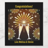 Mousserende wijn en vuurwerk Gefeliciteerd Etiket (Enkel label)