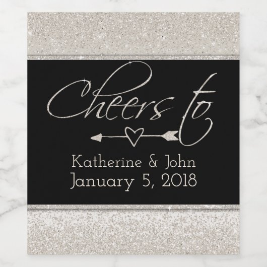 Mousserende wijn Glitter Look Bruiloft Wijn Label Wijn Etiket (Enkel label)